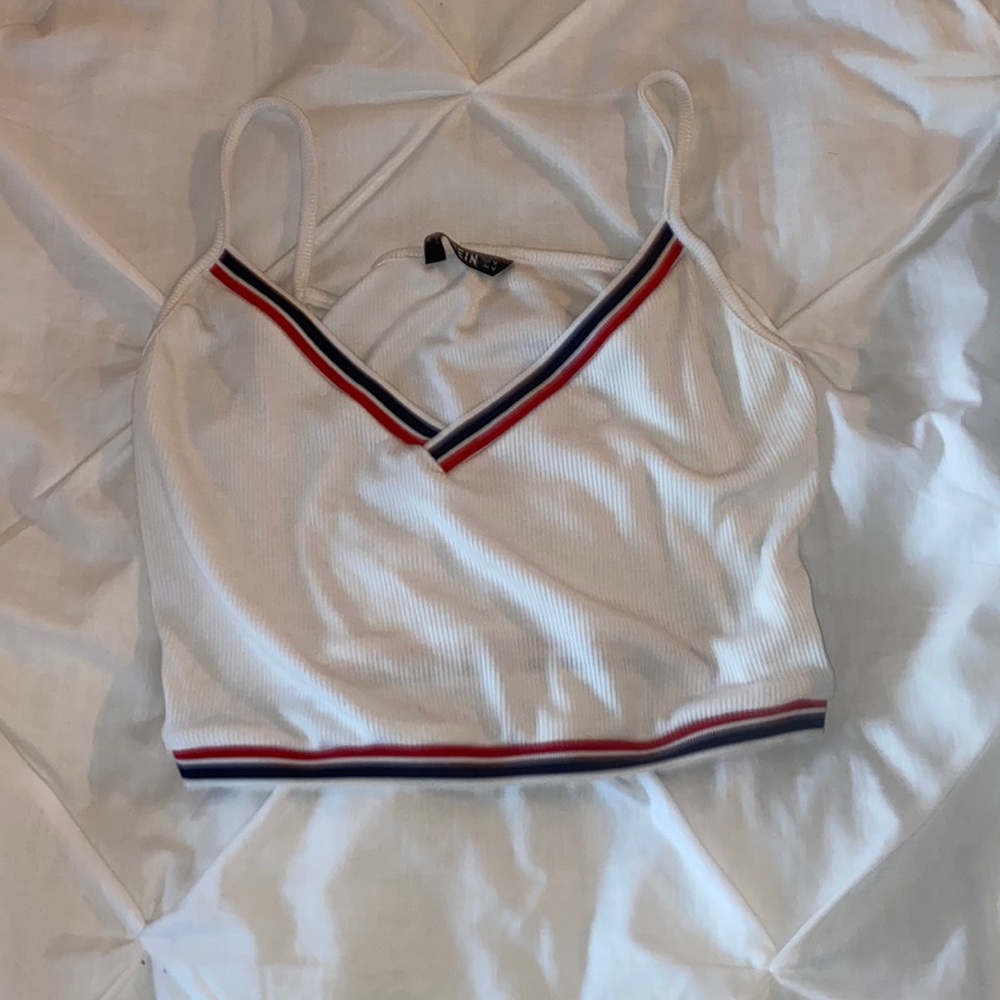 stripped white tank
